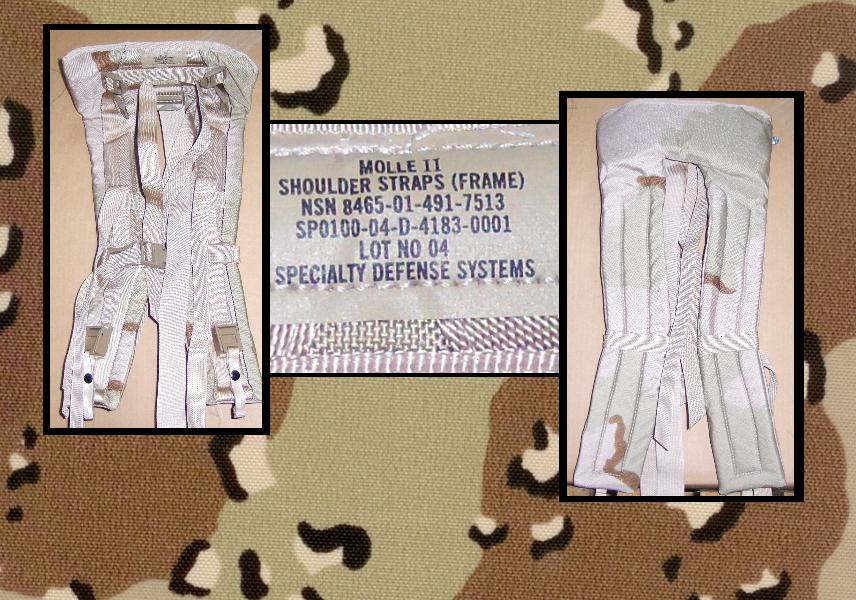 MOLLE II SHOULDER STRAPS, Desert Camo, NSN 8465-01-491-7513